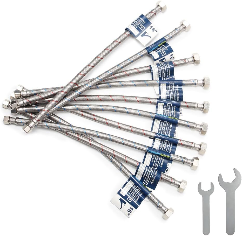 36 Inch Faucet Hose,10 pcs Faucet Supply Lines (3/8" Comp x 1/2" FIP), Certified Safe Supply Lines for Bathroom Faucet