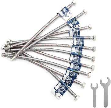 16 Inch Faucet Hose,10pcs Faucet Supply Lines 3/8" Comp x 1/2" FIP, Certified Safe Supply Lines for Bathroom Faucet