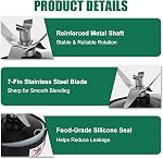 7-Fin Extractor Blade Replacement Compatible with Ninja Auto-iQ BL480 BL482 BL642 BN801 NN102, 10.5cm Blender Blade Assembly for 18oz 24oz 32oz Cups with Seal Ring Tool & Cleaning Brush