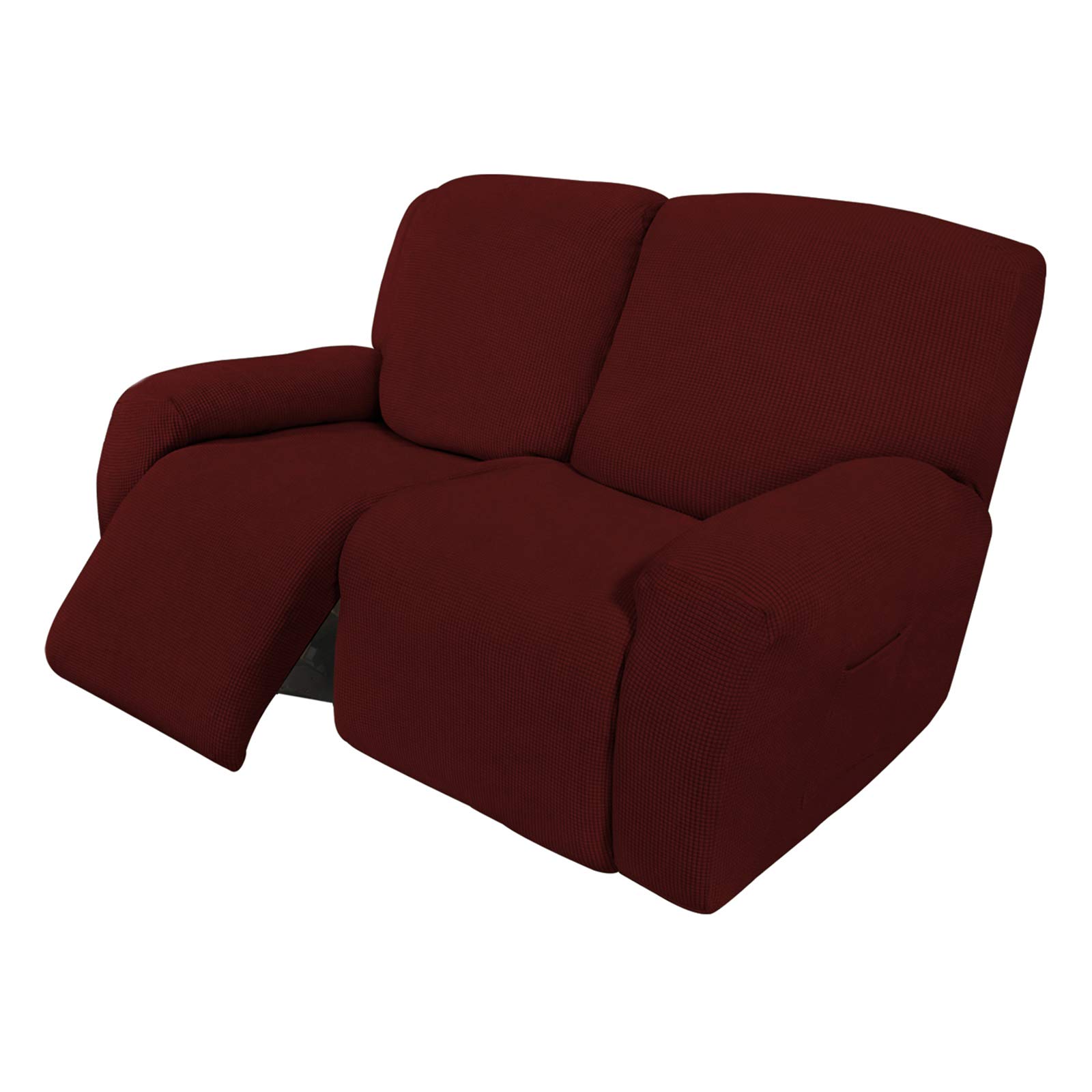 Easy-Going 6 Pieces RV Recliner Loveseat Sofa Slipcover Wine