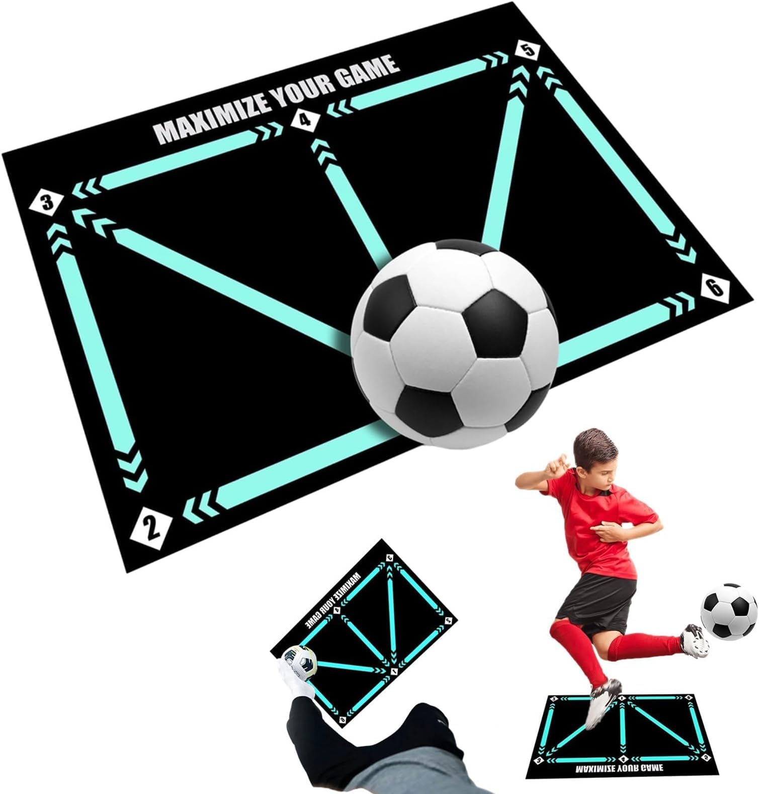 Football Footstep Training Mat, with Soccer sock, Dribble Silent Sport Mat, Silent Anti-Skid Shock Absorption Training Mat, Football Doormat Corner Field Training Mat, Training Pace Ball Sport Mat