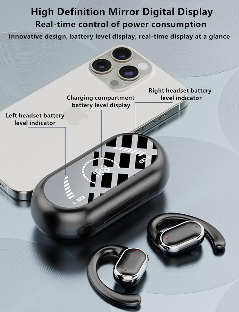 Open Ear Cuffie, Auricolari Wireless Bluetooth 5.4 con Bassi Potenti e Chiamate Chiare, Cuffie sportive Bluetooth Super Confortevole, Non C'è Bisogno Di Andare In Profondità Nel Canale Uditivo Open Ear Cuffie, Auricolari Wireless Bluetooth 5.4 con Bassi Potenti e Chiamate Chiare, Cuffie sportive Bluetooth Super Confortevole, Non C'è Bisogno Di Andare In Profondità Nel Canale Uditivo