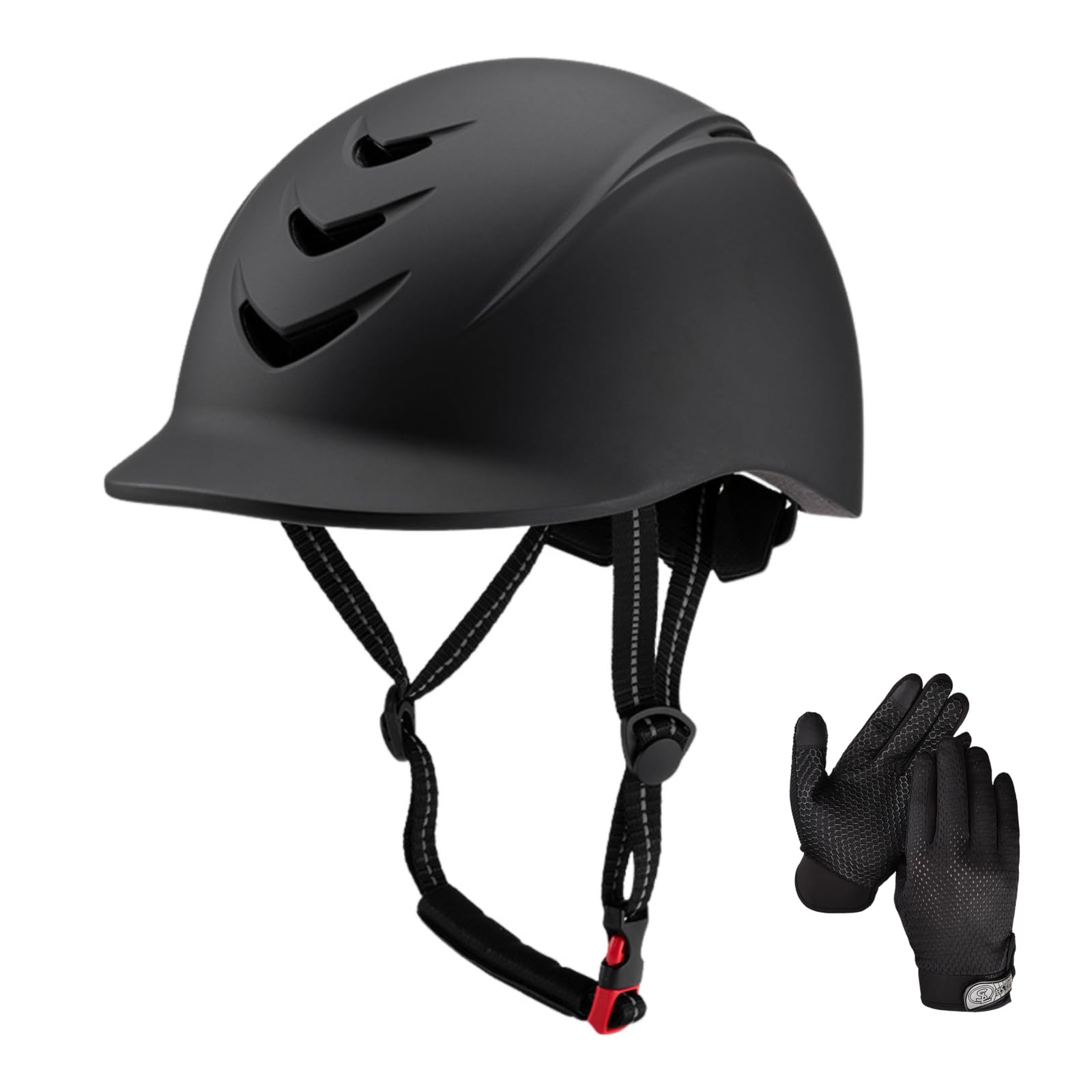 Equestrian Set - Helmet and Gloves for Horseback Riding and Training - Horse Riding Safety Gear Helmets Equestrian Equi-Pro Gear Gloves for Women, Man
