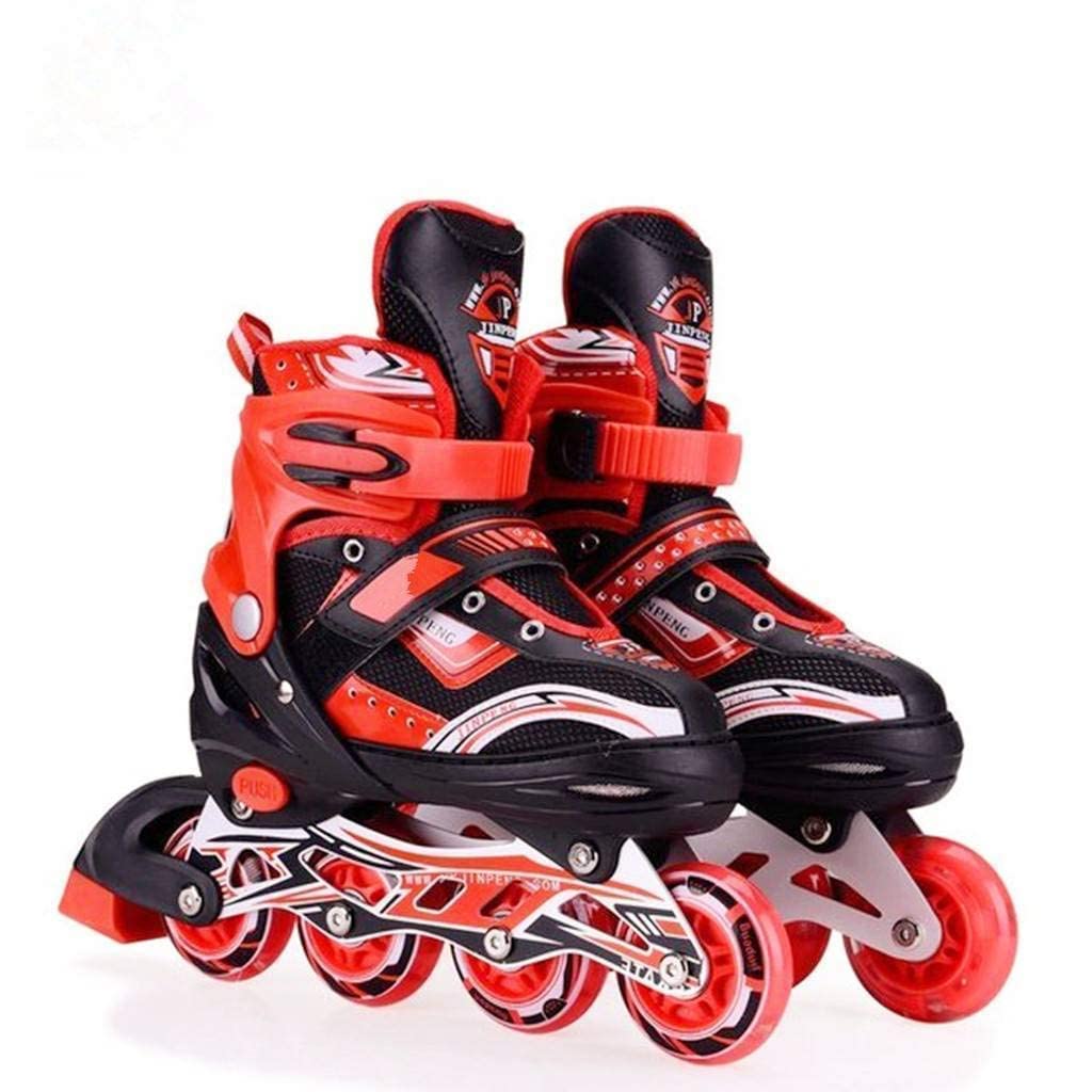 UNIQVERSE Inline Skates Wheeler Aluminum Body Adjustable Skating Shoe  with PU LED Wheel Roller Skates (Red)