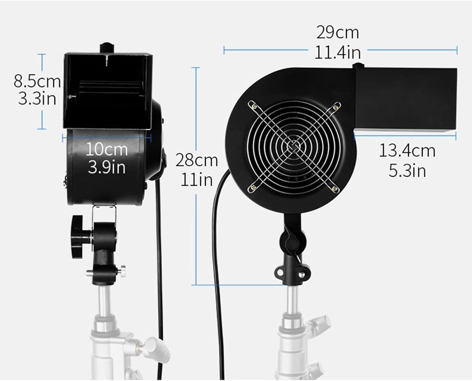 Ventilador de fotografía portátil para efectos de escenario y fotos de retratos con ángulo ajustable