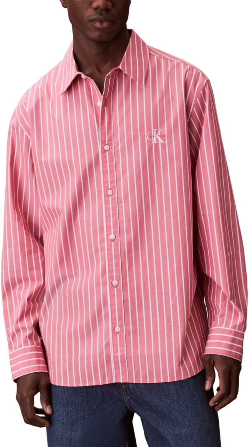 Calvin Klein Men's Stripe Poplin Relaxed Button-Down Shirt