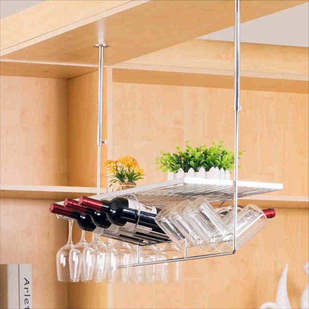 Casier à vin en fer art au design rétro suspendu pour comptoir et intérieur raffiné