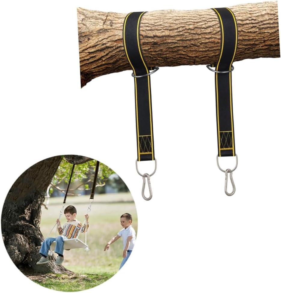 2pcs Hammock Tree Straps Carabiner Hooks for Swing Camping and Emergency Use