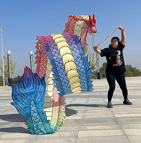 Dragon Poi Streamer - 3D Seidenband Tanzzubehör mit Drachenkopf, waschbar und tragbar für Kinder, Erwachsene und Senioren, perfekt für Outdoor-Spaß, Partys, Übungen und Festivals