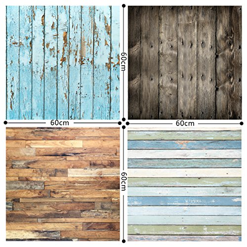 Fotoleinwand, 60 cm x 60 cm, Motiv: Holz, als Hintergrund für Foto-Studios, als Requisite, 4 Stück