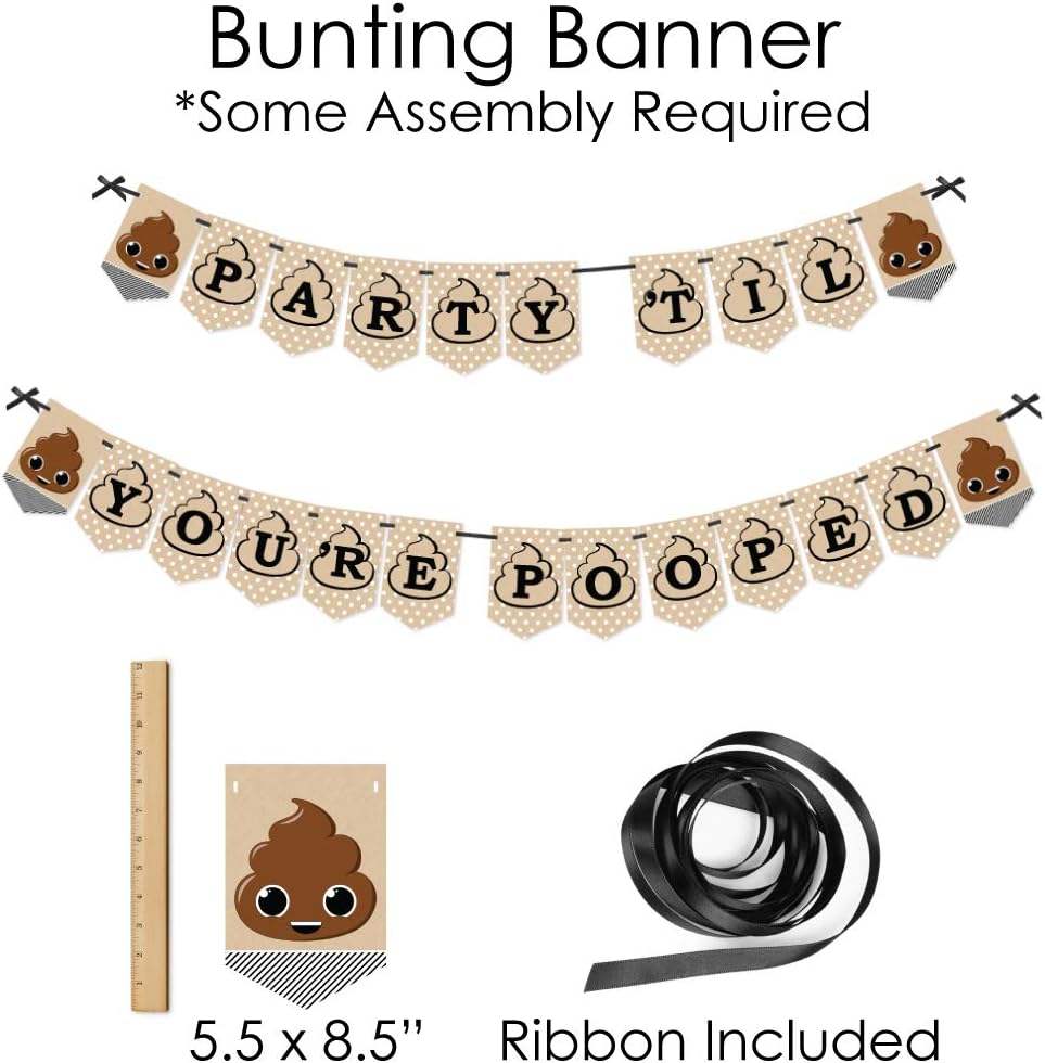 Big Dot of Happiness Party ’Til You’re Pooped - Banner and Photo Booth Decorations - Poop Emoji Party Supplies Kit - Doterrific Bundle