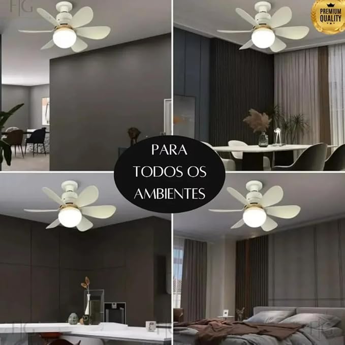 Ventilador de Teto Silencioso com Lâmpada LED – 3 Velocidades, Design Moderno e Econômico 4