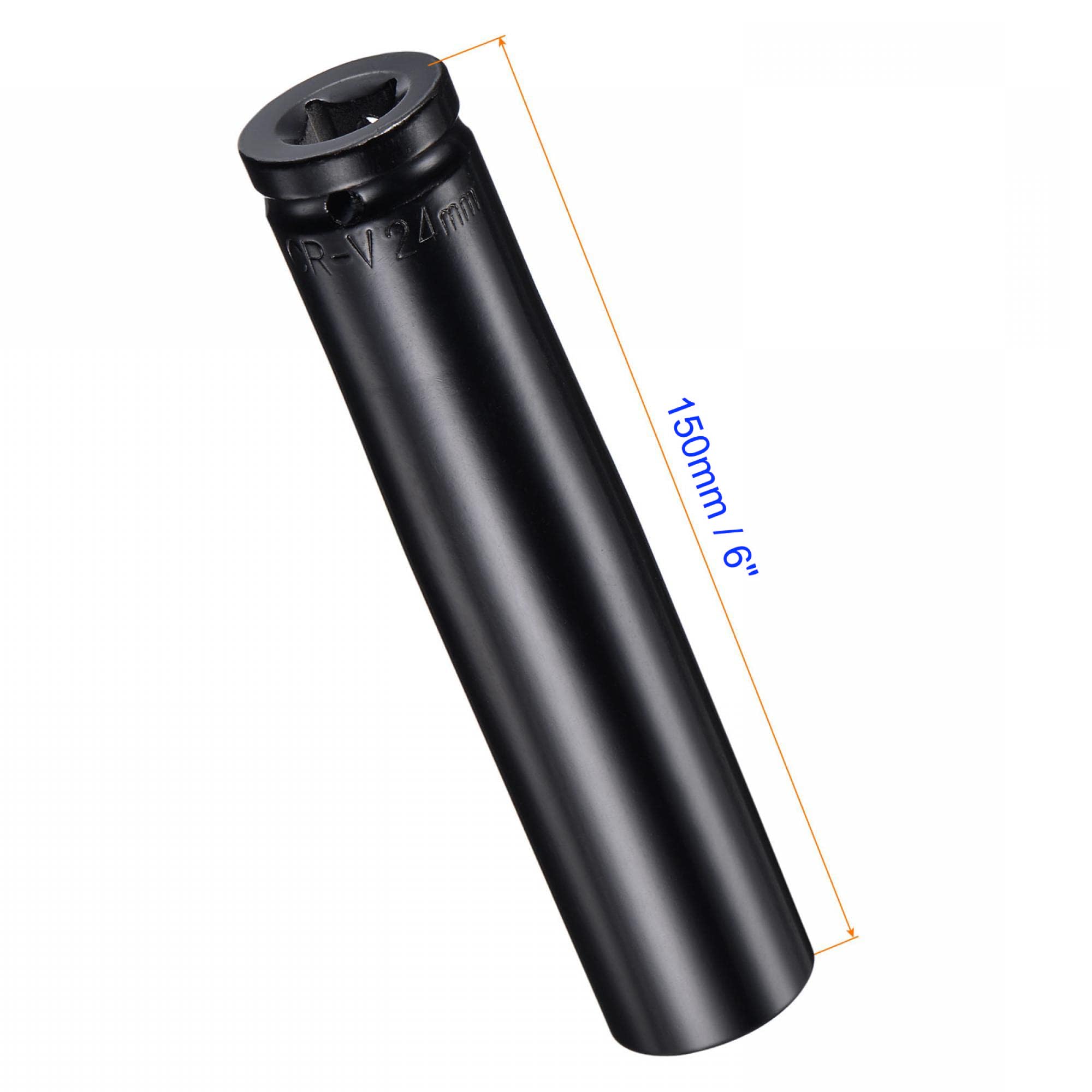 MACHSWON 2Pcs 1/2 Inch Drive - 24mm Deep Impact Socket with 6 Point Design, Heat-Treated Cr-V Steel 150mm Length, Metric Sizes - Image 2
