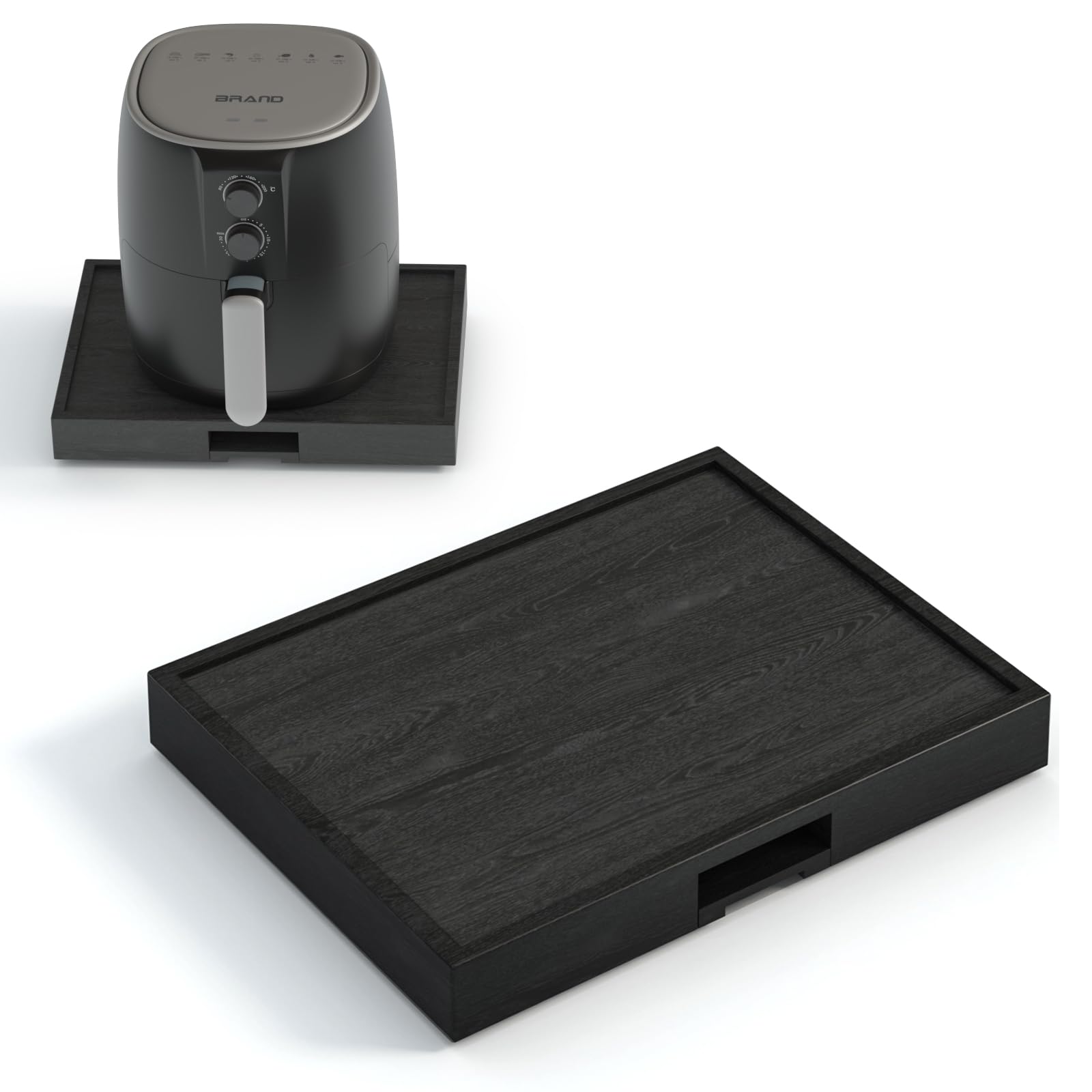 Photo 1 of Kitchen Appliance Sliding Tray, Wooden Kitchen Caddy Sliding Coffee Maker Tray (2 pack)