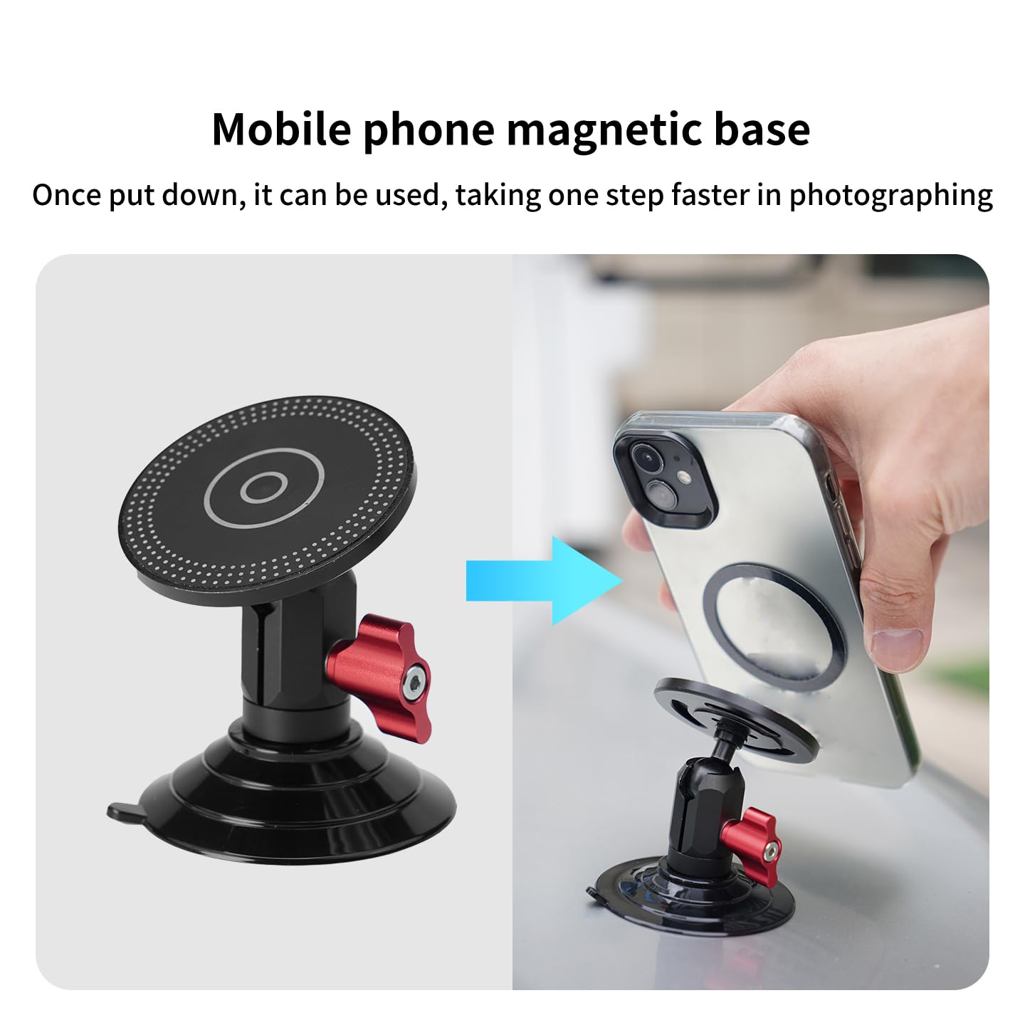 Soporte de cámara con ventosa al vacío, potente base de montaje para coche compatible con cámaras Hero 13, Action 5 Pro, X4 (tipo C)
