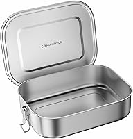 GAHOMEFAVOR Leak-Proof Stainless Steel Bento Box 1400ml - Large Dishwasher Safe Adult Lunch Box with Divider & Lock Clips