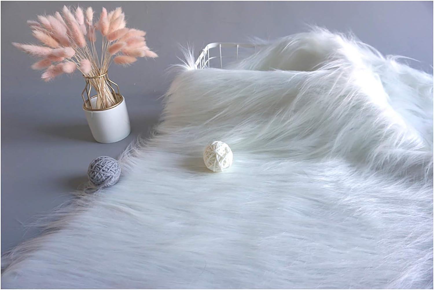 Tissu fausse fourrure blanche de 12 cm de long pour costume cosplay et tapis 180x50 cm