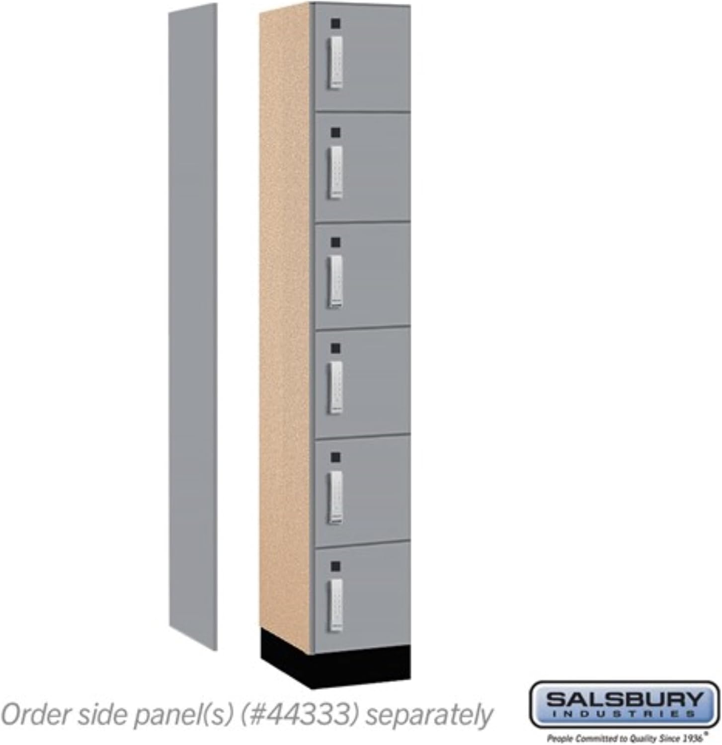 Salsbury 12" Wide Premier Wood Locker-Six Tier Box Style-1 Wide-6 Feet High-18 Deep-Winter Fog-Silver Electronic Locks