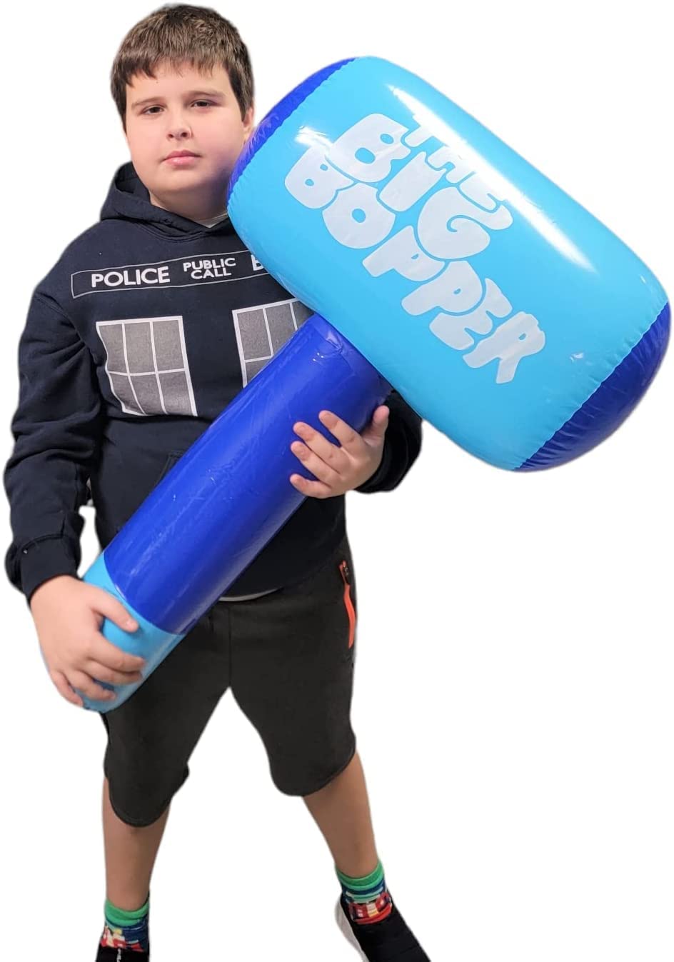 The Big Bopper Inflate - Blue (30" x 18") Inflate Hammer, Mallet for Play Fights and Action (4 Pack)