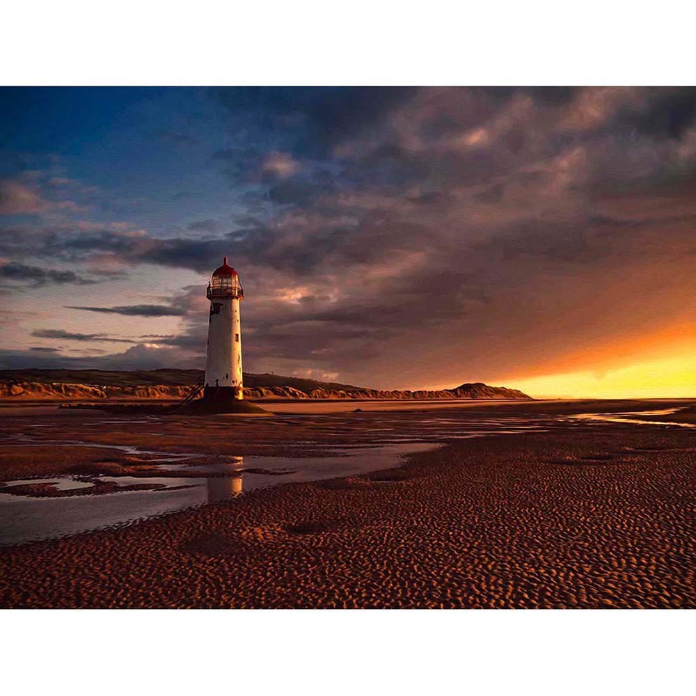 Wee Blue Coo Photo Landscape Lighthouse Talacre Wales Art Print Poster Wall Decor 12X16 Inch