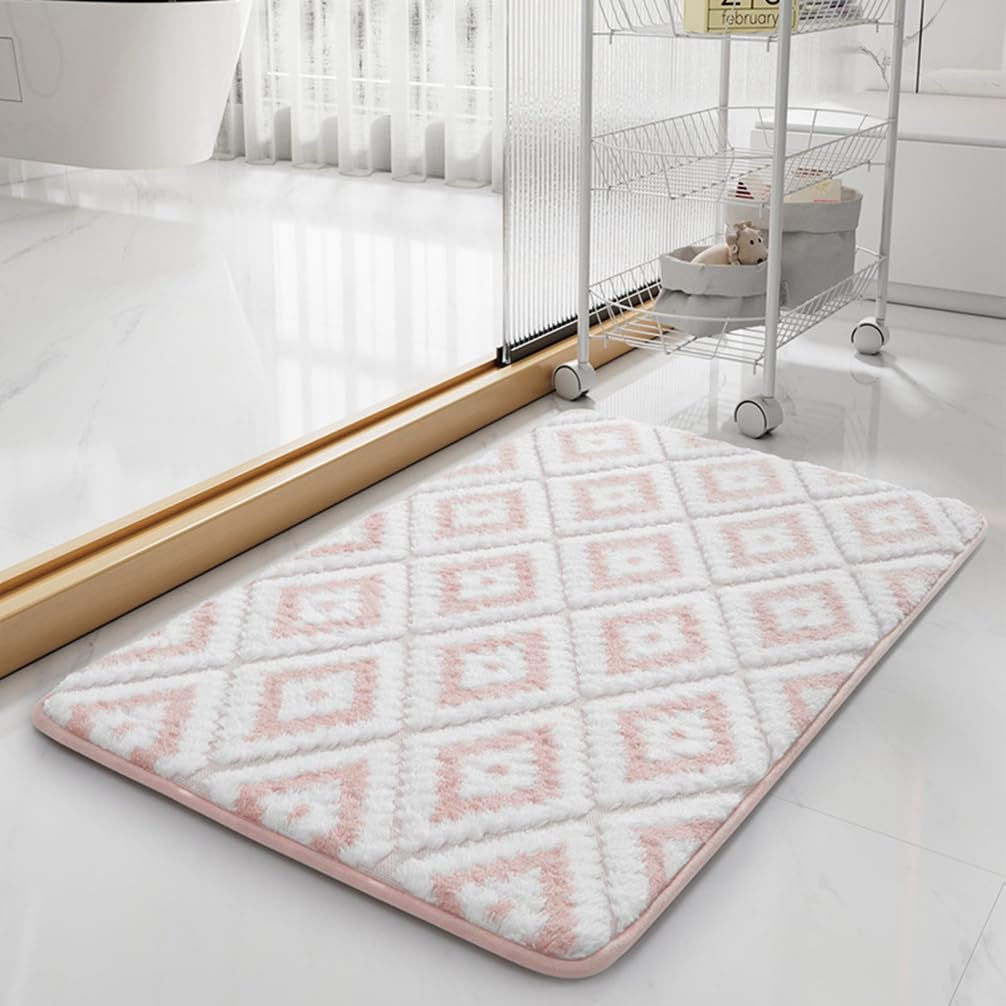 Tappetini per Porte Tappeti da Bagno in Moquette Lussuosi Shaggy Piccoli Morbidi per Vasca e Doccia Tappetini per Porte per Interni ed Esterni Tappetini da Bagno (20" X 32", Rosa)