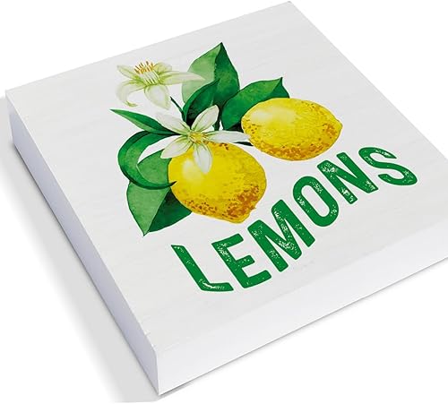 Miniatura 3 de Decoración de limones de verano para el hogar, granja, limonada de limón, bandeja escalonada, decoración de 3 piezas de madera, letreros decorativos