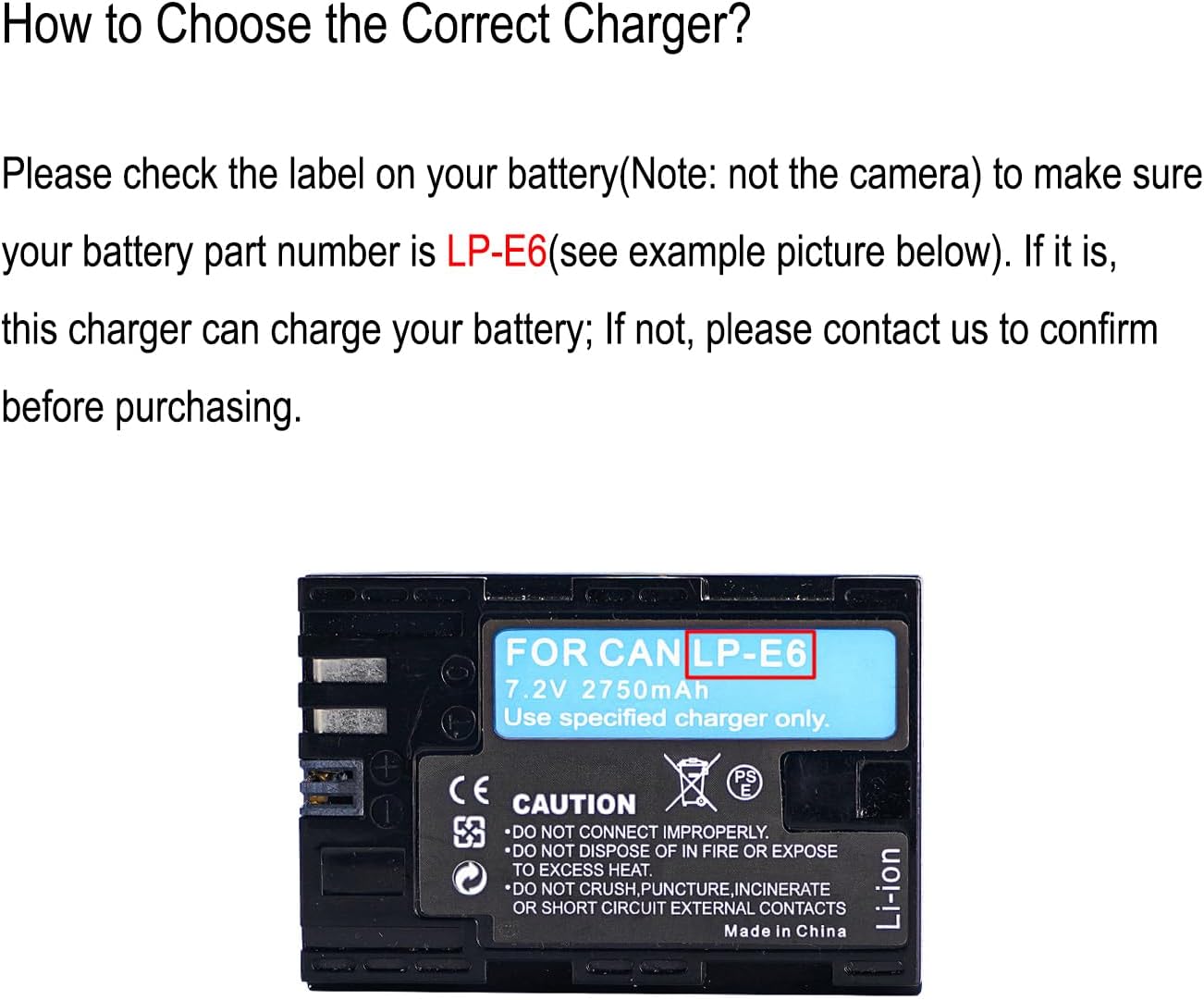LP-E6 Battery Charger for Canon EOS 60D, 60Da, 6D, 70D, 7D, 7D Mark II, 5D Mark II, 5D Mark III, Replacement for Canon LC-E6 LC-E6E