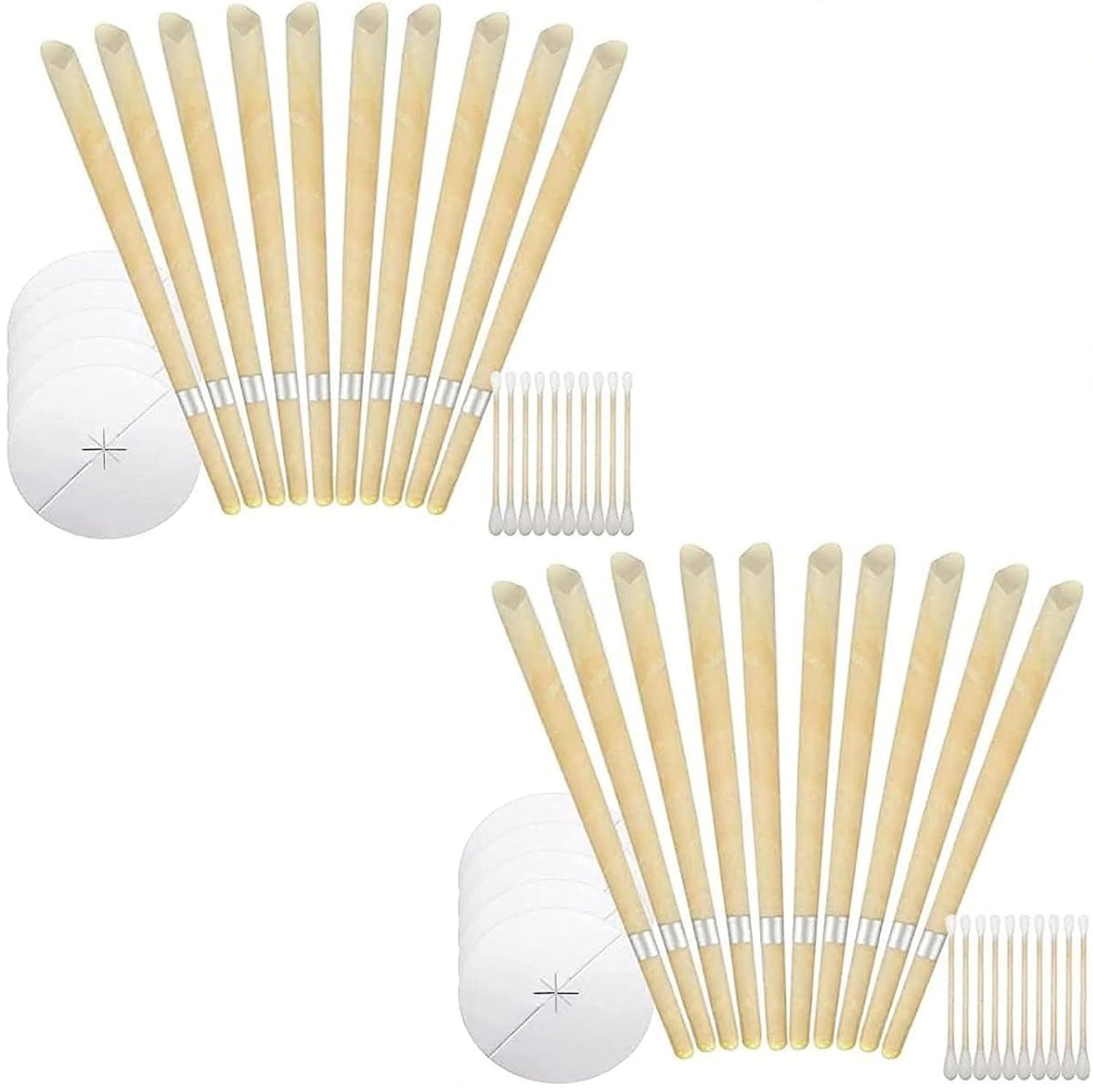 achard Beeswax Ear Candles, 20 Pack Ear Wax Removal Candles for Ear Candling Wax Removal Ear Cleaning Kit Ear Wax Removal Tool Ear Cleaner with Cotton Swabs Protective Disk