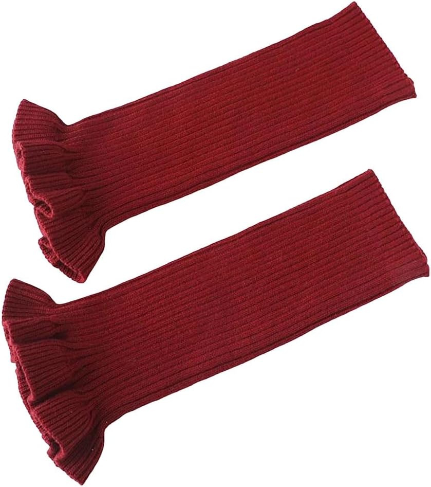 Women's Winter Ruffled Ribbed Leg Warmers Wool Blend Ankle Trim Boot Socks Foot Cover For Outdoor Activities