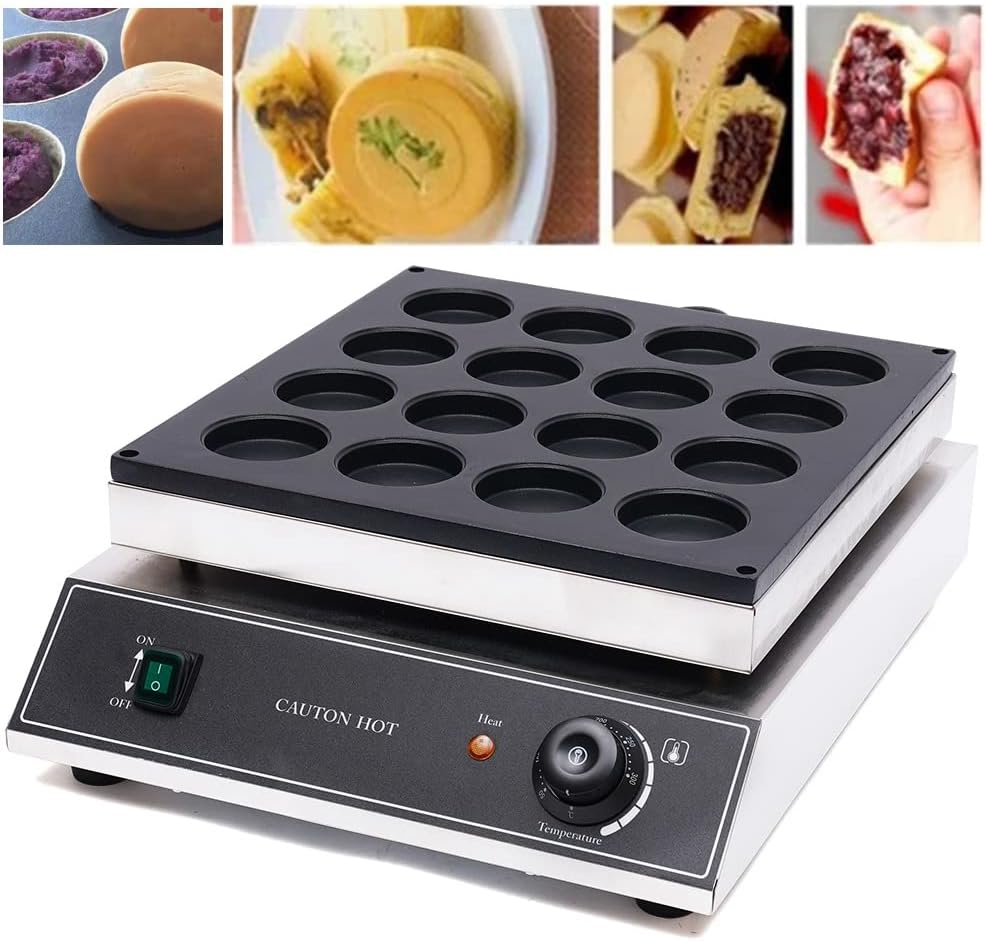 Red Bean Cake Baker,Commercial 110V Nonstick,Electric Waffle Maker,Machine 16pcs Dutch Pancake Baker for Home and Restaurants 1700W