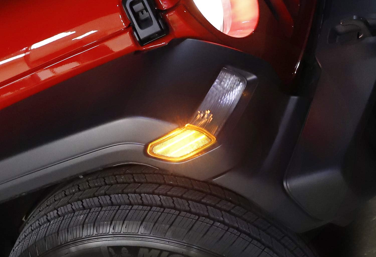 iJDMTOY Dark Smoked Lens Amber Full LED Side Marker Light Kit Compatible With Jeep 2018-up Wrangler JL, 2020-up Gladiator, Powered by 27-Diode LED, Replace OEM Amber Sidemarker Lamps