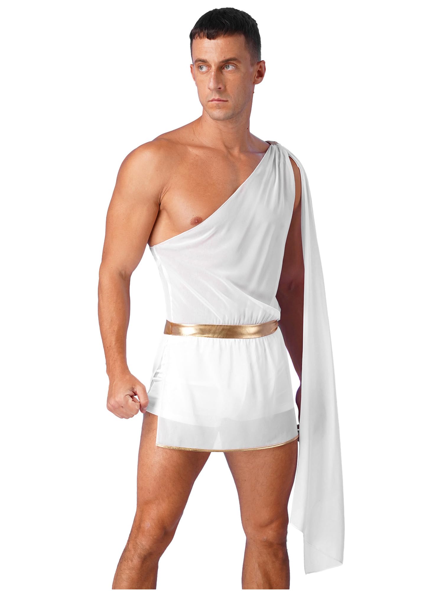 open lace back dress Roman Emperor Mens Fancy Dress Costume Toga Party Greek Outfit M-XL   Kingdom Fancy Dress
