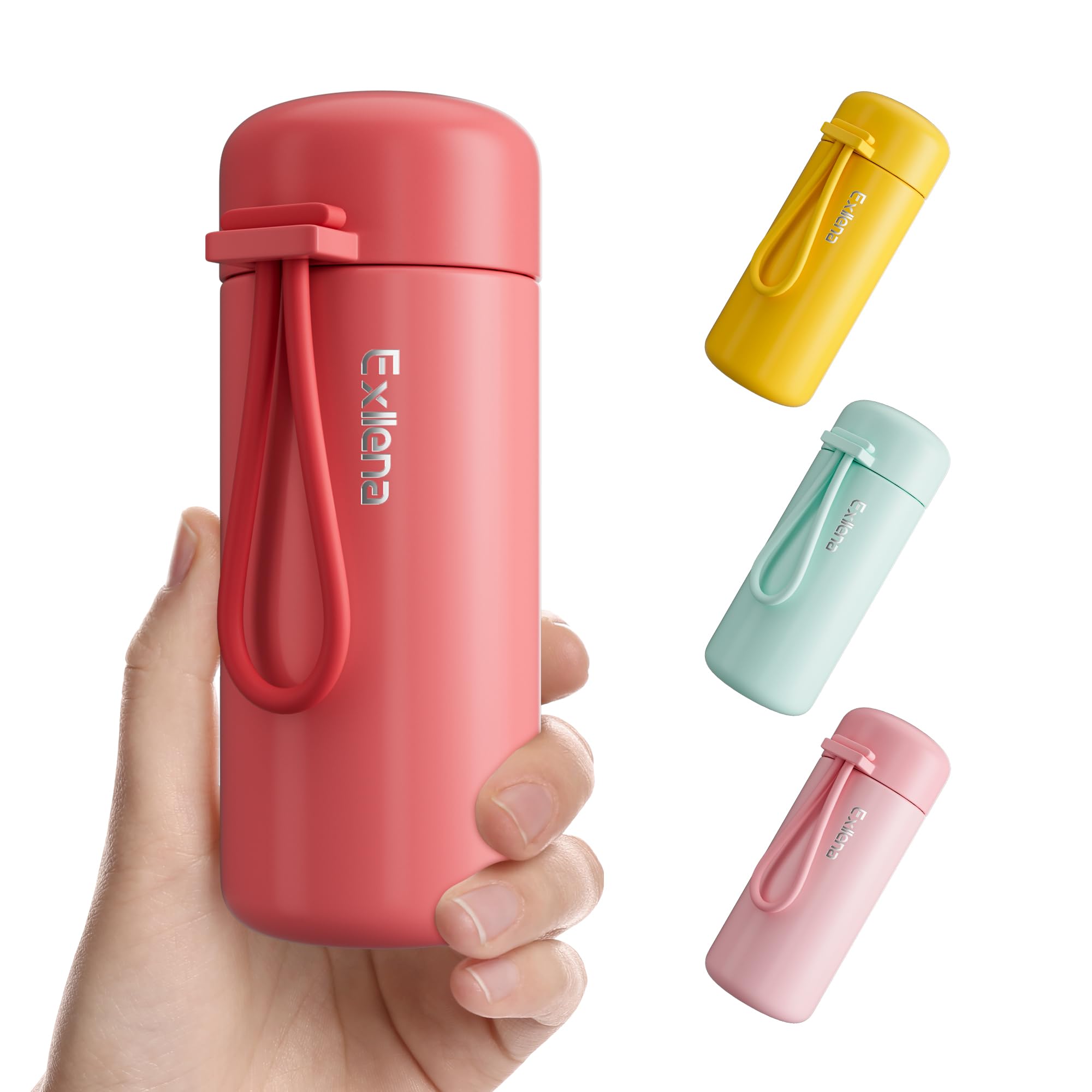 Mini Water Bottle 5oz, Small Insulated Water Bottle for Hot&Cold Drinks, Water Bottle Purse with Carry Handle - 100% Leakproof Perfect for School, Travel...(Coral Red)