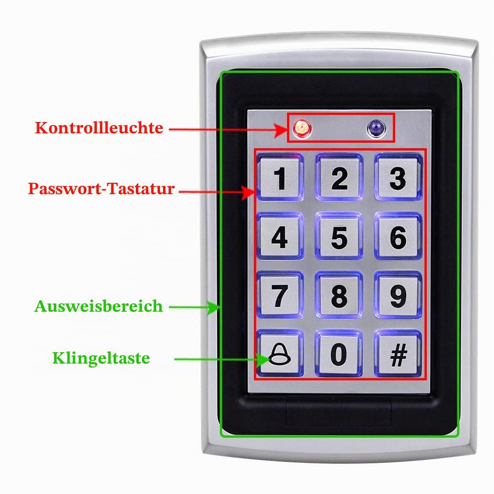 10 RFID-Keychians + Wasserdichter Regen Cover + RFID Metal Keypad unterst¨¹tzt 1000 User Wiegand-26-Schnittstelle (Input)