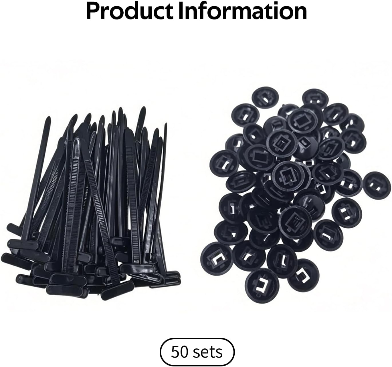 100 pieces/50 sets of cable ties and clips, fixed through-hole nails, suitable for motorcycle and car mudguards, etc