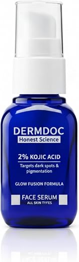 DERMDOC 2% Kojic Acid Face Serum, 20ml | Dark Spots &amp; Pigmentation Control | Brightening, Even-Tone Formula with Niacinami...