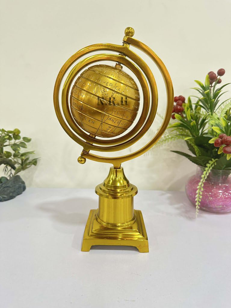 Mappamondo decorativo con base dorata rustica vintage per la casa, regali per scuola, casa e ufficio