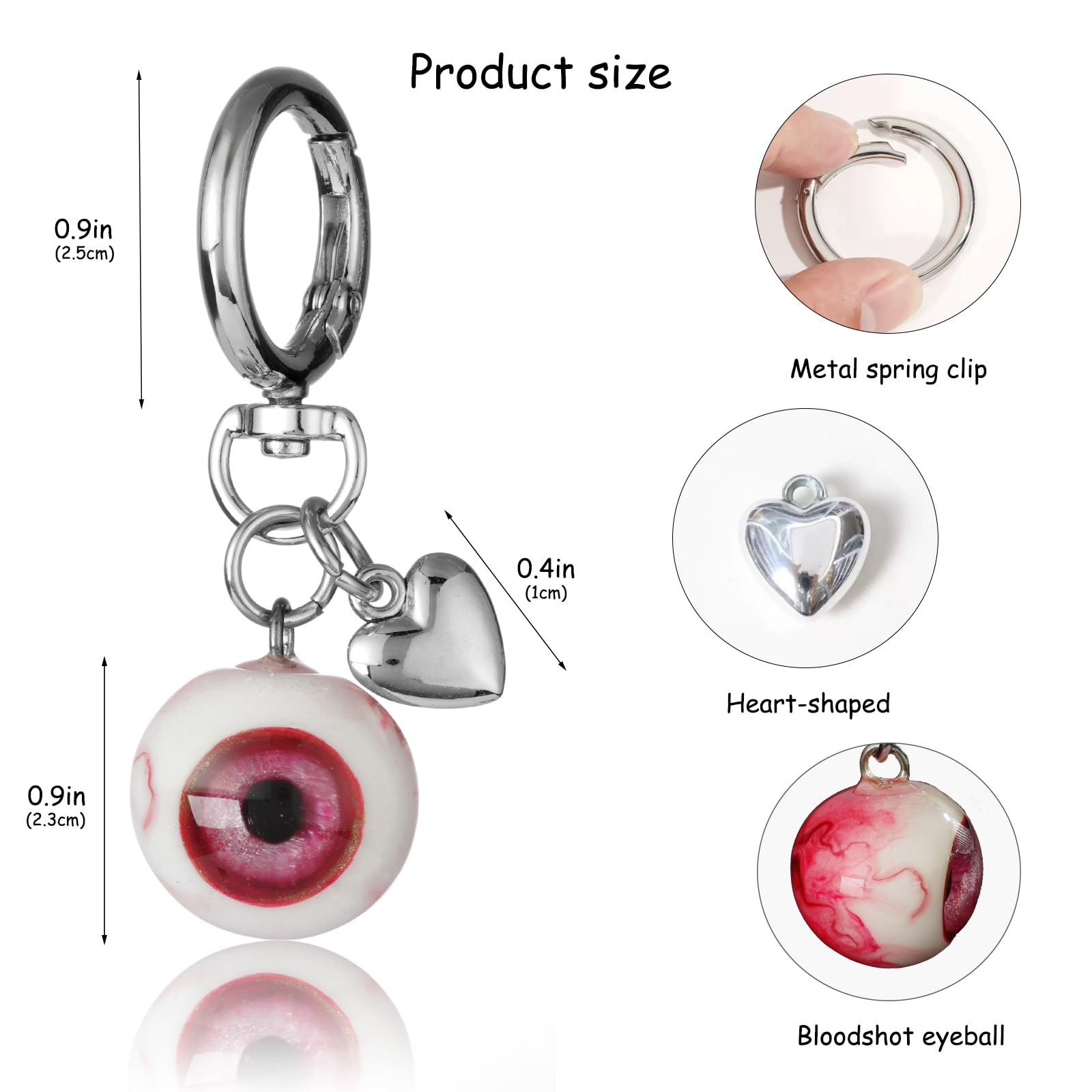 Goth Keychain Horror Eyeball Bag Charms Halloween Accessories Gothic Heart keychain Key Ring Funny Decor Cool Purse Charms for Men Women: pink and red