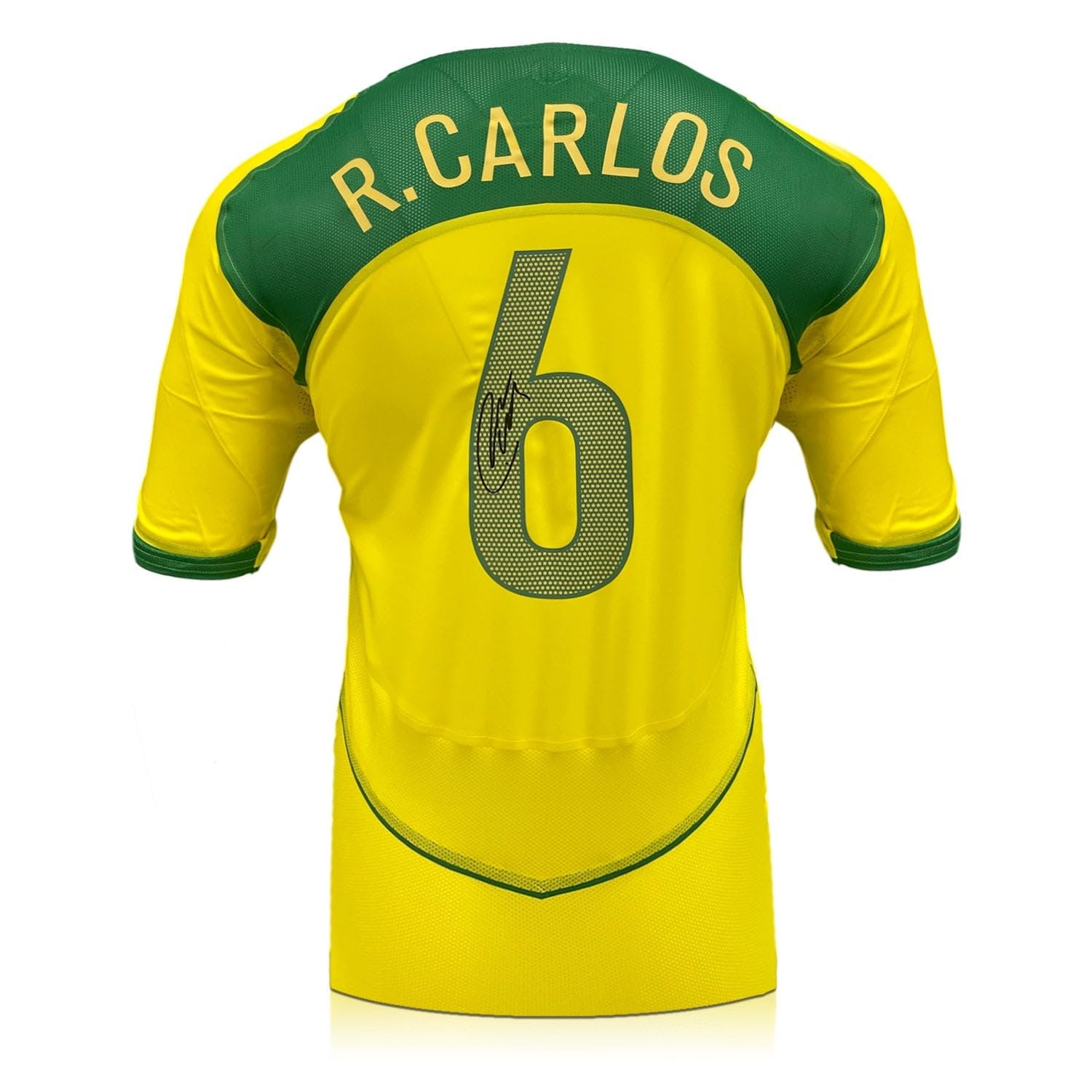 Roberto Carlos Signed Brazil 2004-06 Home Football Shirt. Standard