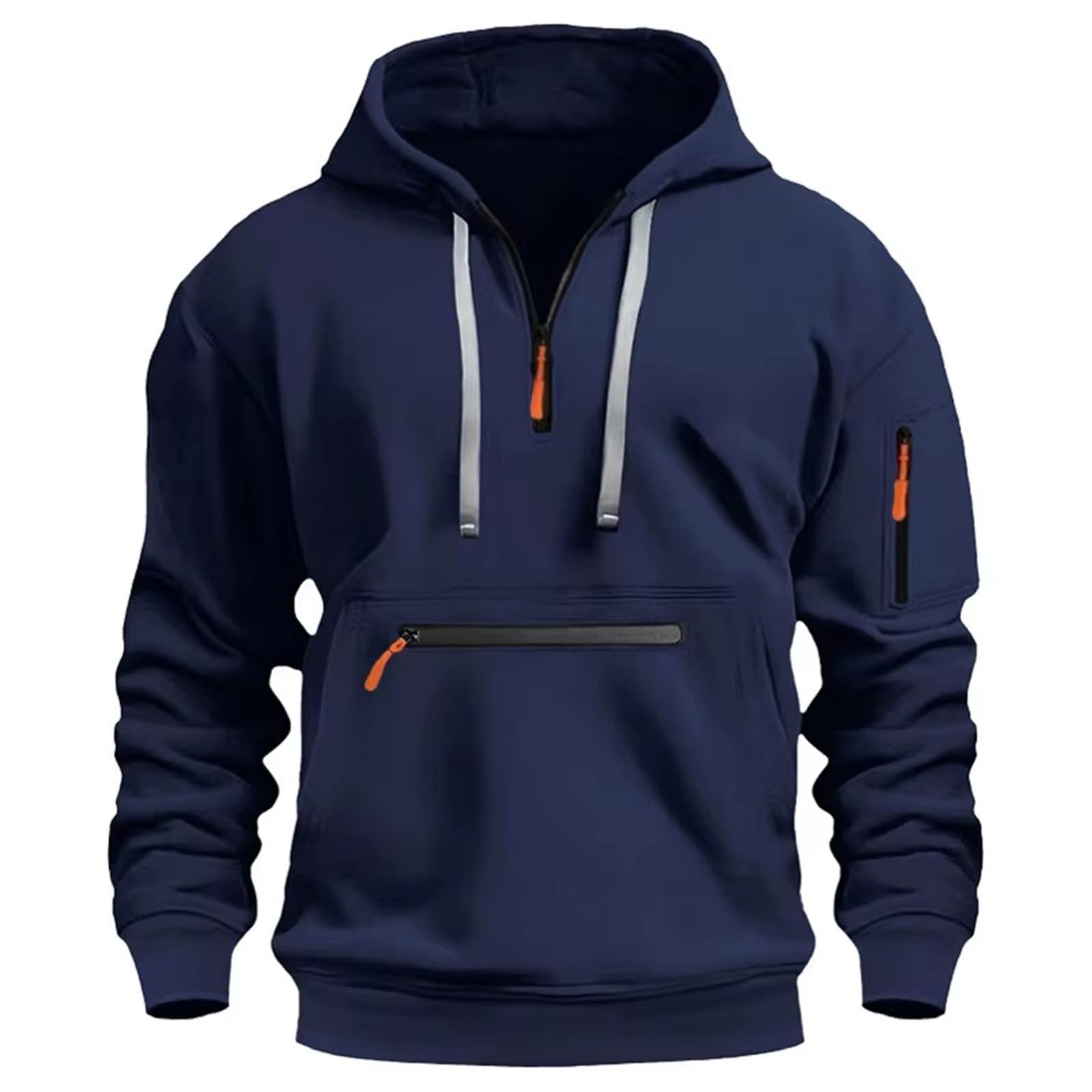 Felpa da uomo oversize con cappuccio e zip, giacca invernale casual