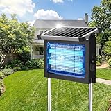 Solar Bug Zapper Outdoor, Rechargeable & Solar Powered, 4500V High Voltage for Effective Mosquito & Multi-Insect, Waterproof for Camping Patio Courtyard Path Outdoor