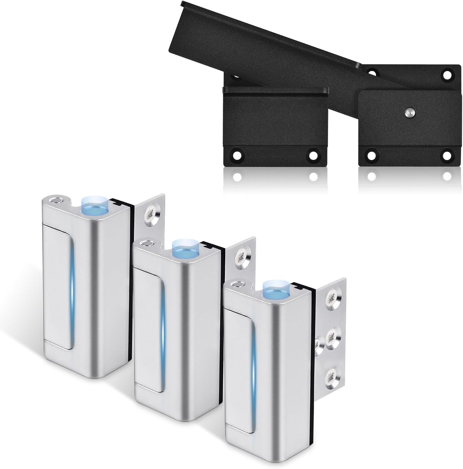 Home Security Door Reinforcement Lock, Childproof Safety Door Lock Latch Stopper. Flip Gate Latch Lock with Padlock Hole, 3.5mm Aluminum Alloy Door Latch for Outdoor Wooden Fence,Barn Door,Shed