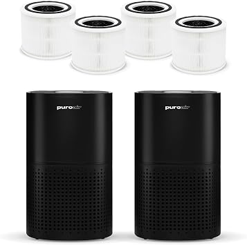 PuroAir 240 HEPA Air Purifiers and 4 HEPA Air Filters - Covers Up To 1,000 Sq Ft - Filters Up To 99.9% of Pollutants, Smoke, Pollen, Dust - Quiet HEPA Air Filter - Air Purifiers for Bedroom