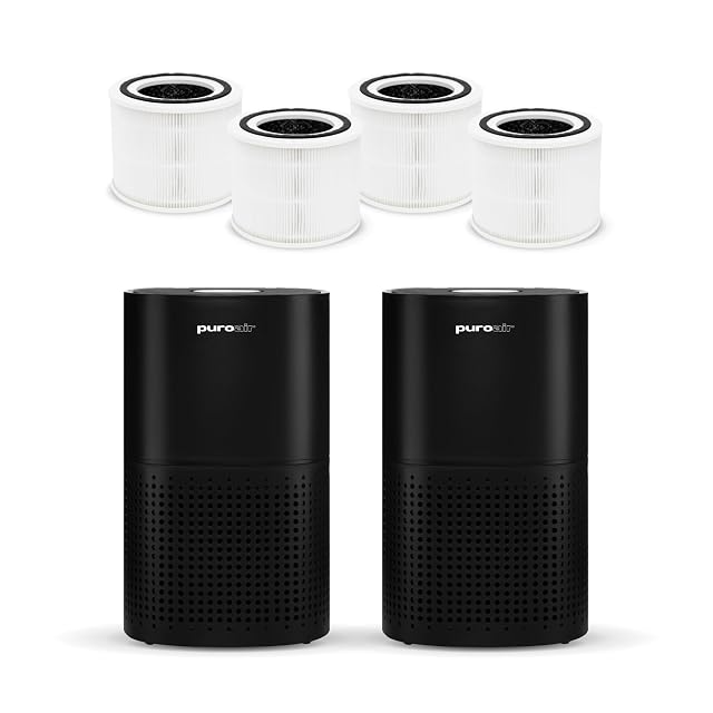 PuroAir 240 Two Air Purifiers and Four HEPA Air Filters - Covers 1 000 Sq Ft - Filters