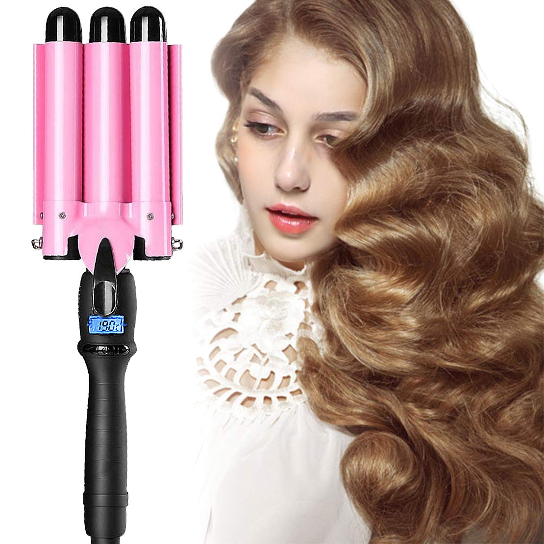 Buy 3 Barrel Hair Curler with LCD Temp Display Professional Wave