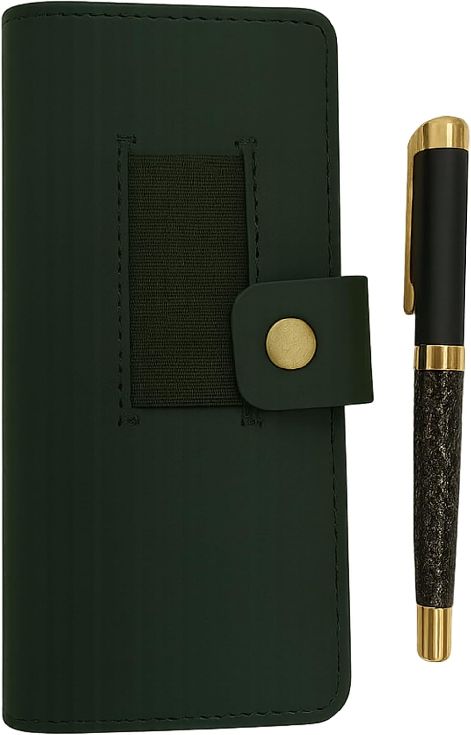 Distressed Leather Checkbook Cover with Pen Holder Full Grain Green Leather Check Book Cover for Personal or Duplicate Checks Executive Checkbook Wallet for Men Women Slim Gift Organizer