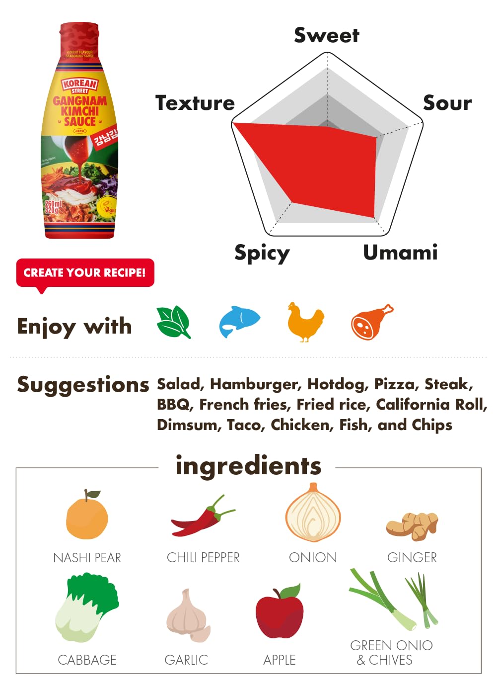 Salsa Kimchi Coreano Picante y Dulce 320g - Salsa Crujiente para Cocinar