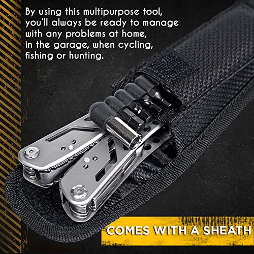 Multitool 24in1 with Mini Tools Knife Pliers and 11 Bits - Multi Tool All in One - Multi Function Gear for Men Best Multi-tool Kit for Work EDC Camping Backpacking Survival - Great Gifts for Men 2238