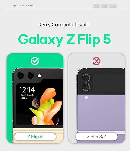 Miniatura 6 de GOOSPERY Cartera flexible diseñada para Z Flip 5, 4 ranuras para tarjetas y dinero en efectivo Funda de teléfono con solapa de apertura de doble