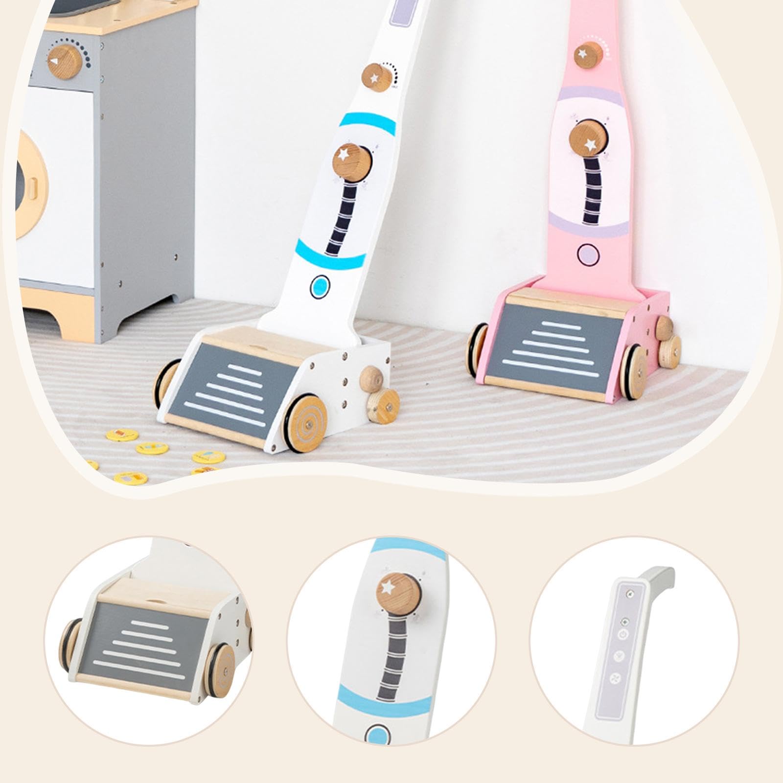 MagiDeal Giocattolo per la Pulizia dei Bambini interattivo per Bambine e Bambini dai 3 Anni in su, in Legno, Versatile, per Giochi di Ruolo, Gioco di finzione, Bianco